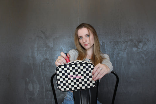 Custom Embroidered Checkered Bag