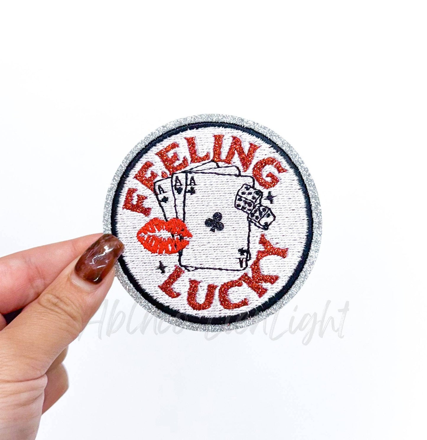 Feeling Lucky Glitter Embroidery Patch (Iron On)