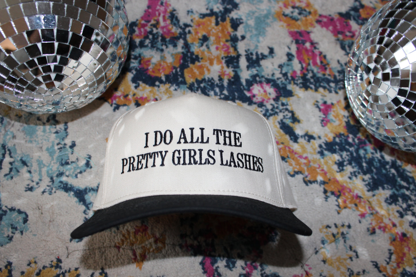 I Do All The Pretty Girls Lashes Black Trucker Hat