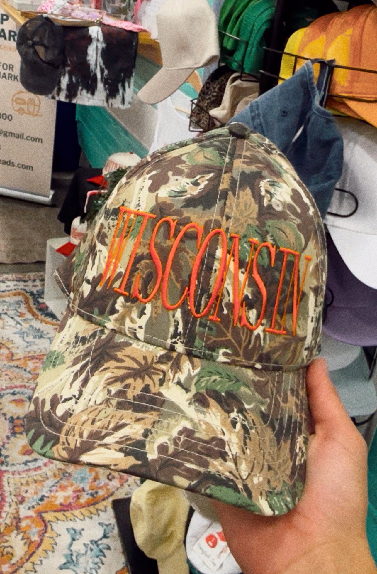 Wisconsin Camo Embroidered Trucker Hat