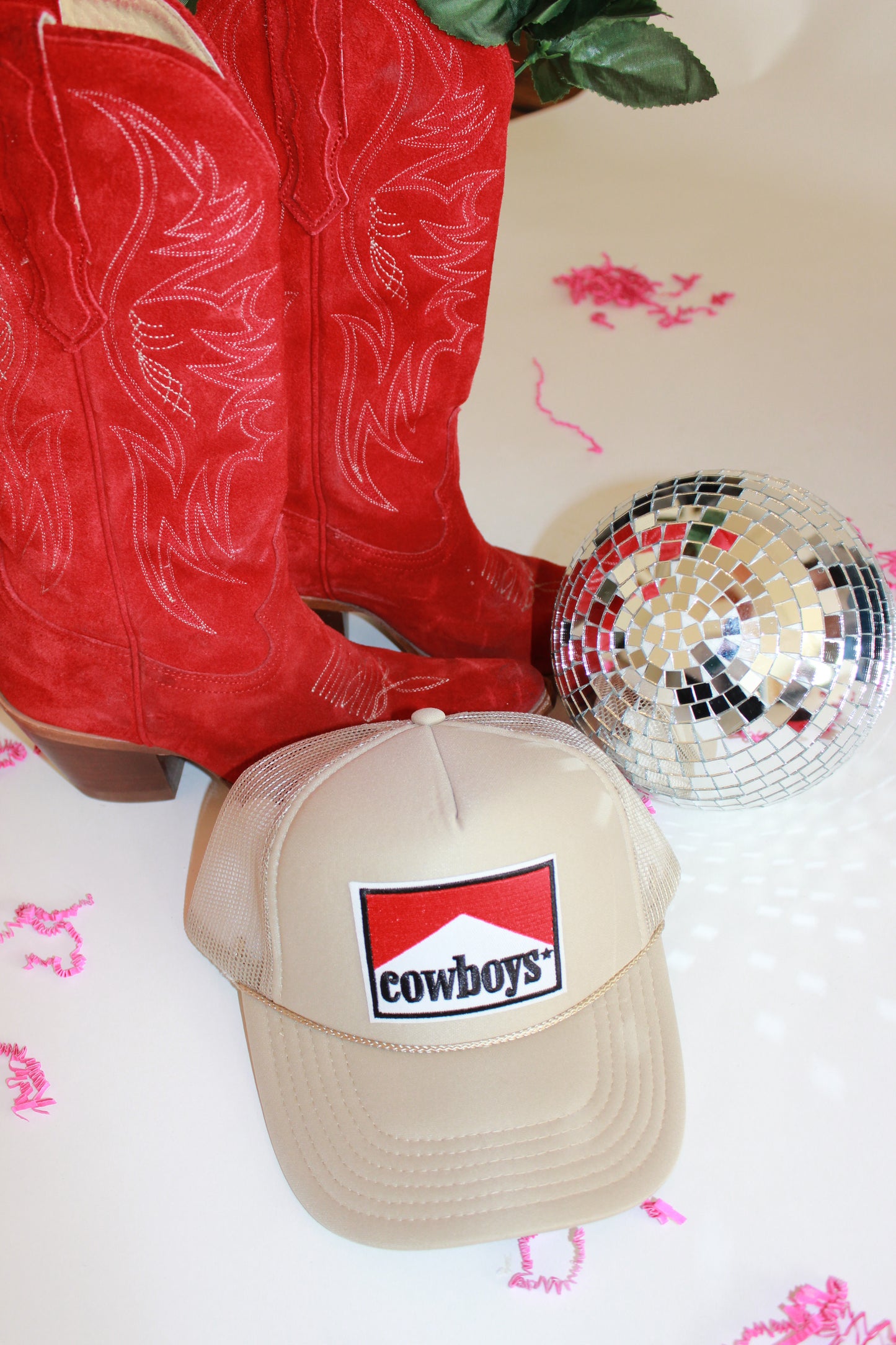 Cowboys Patch Tan Trucker Hat