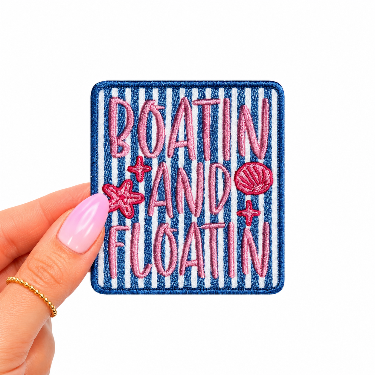Boatin And Floatin Summer Striped Embroidery Patch