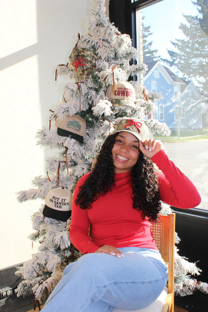 Puff Bow Camo Trucker Hat