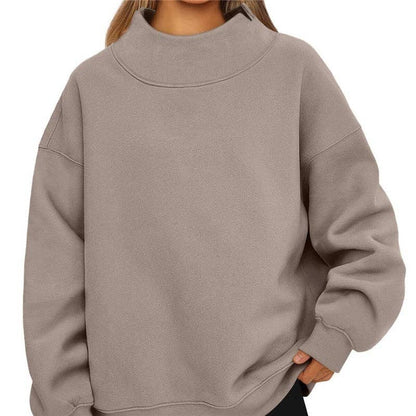 Solid Color High Neck Sweatshirt