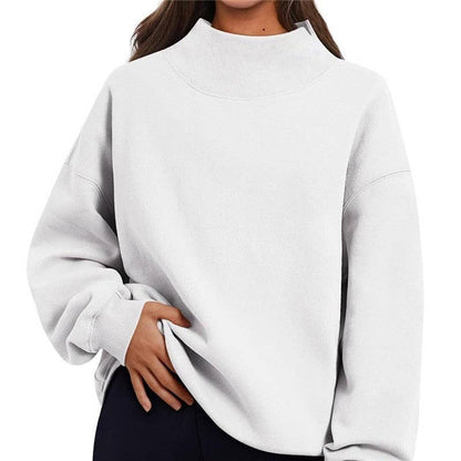 Solid Color High Neck Sweatshirt