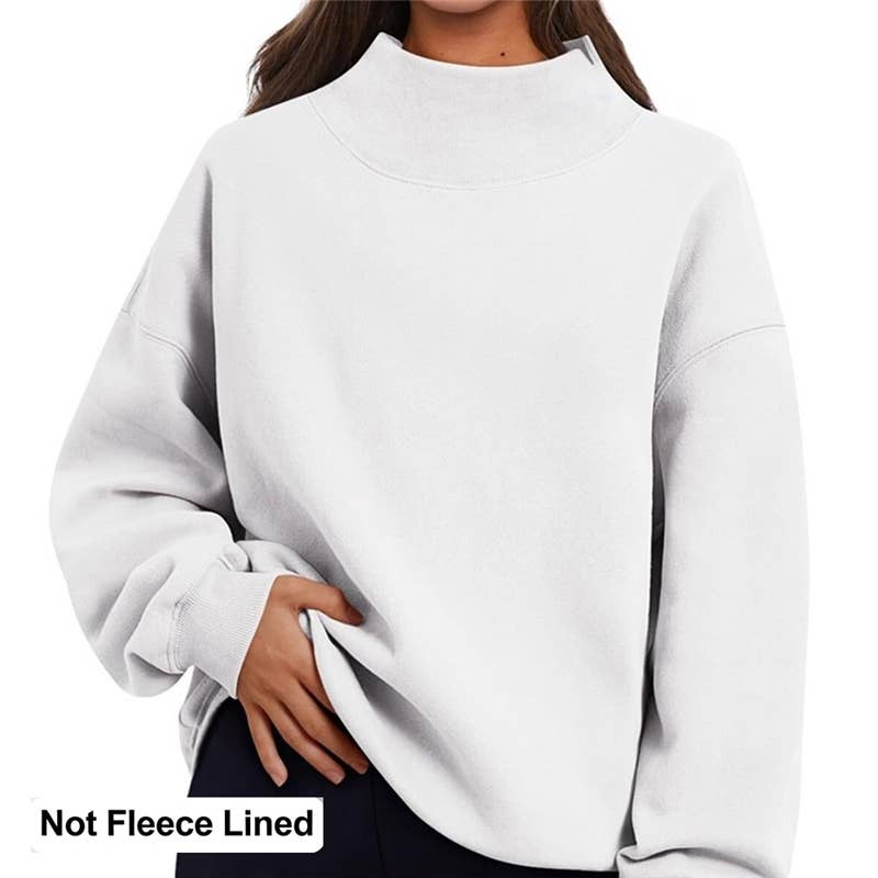 Solid Color High Neck Sweatshirt