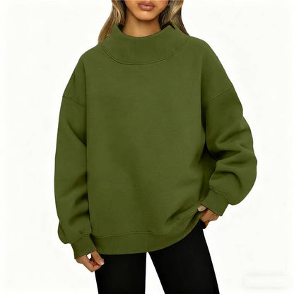Solid Color High Neck Sweatshirt