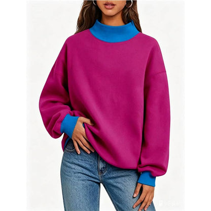 Solid Color High Neck Sweatshirt