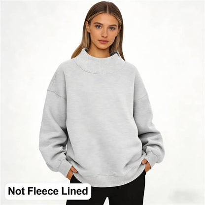 Solid Color High Neck Sweatshirt