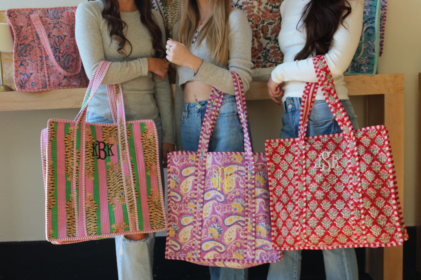 Custom Embroidered Monogram Quilted Bag