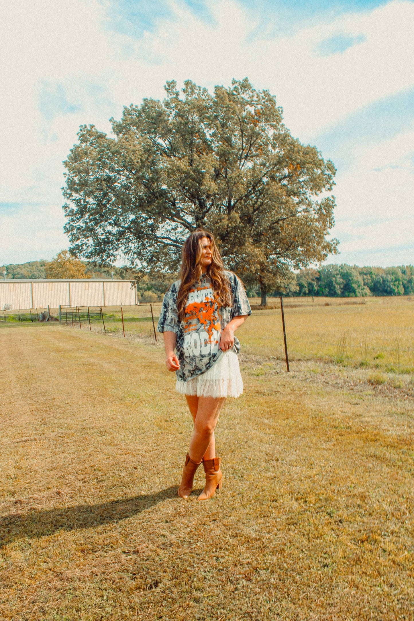 Camo Electric Rodeo, Country Western Boxy Cotton TShirt