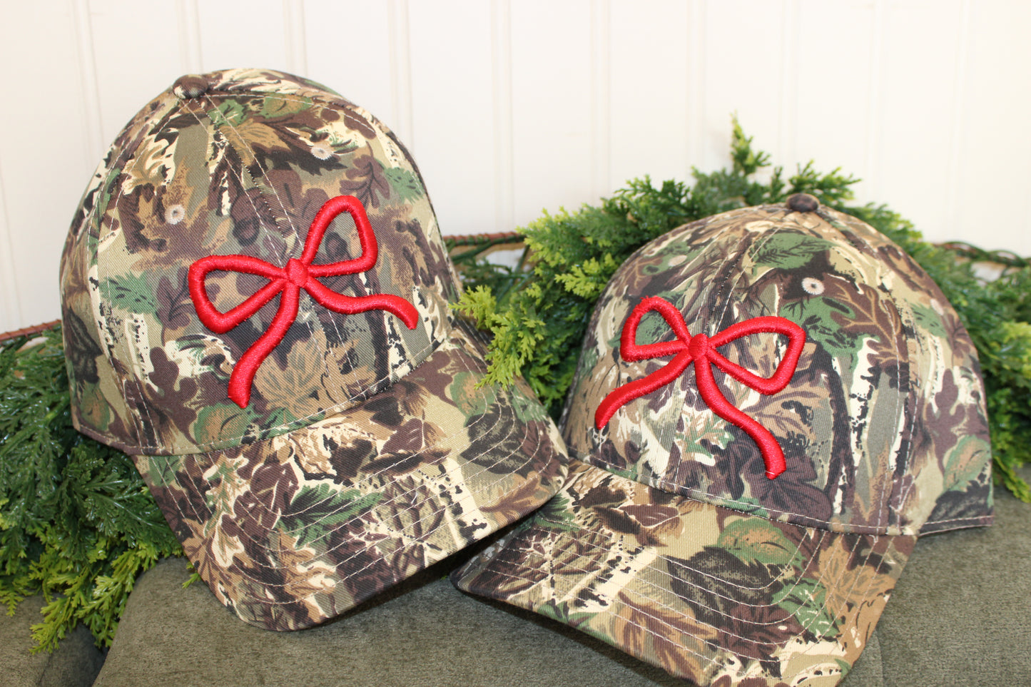 Puff Bow Camo Trucker Hat