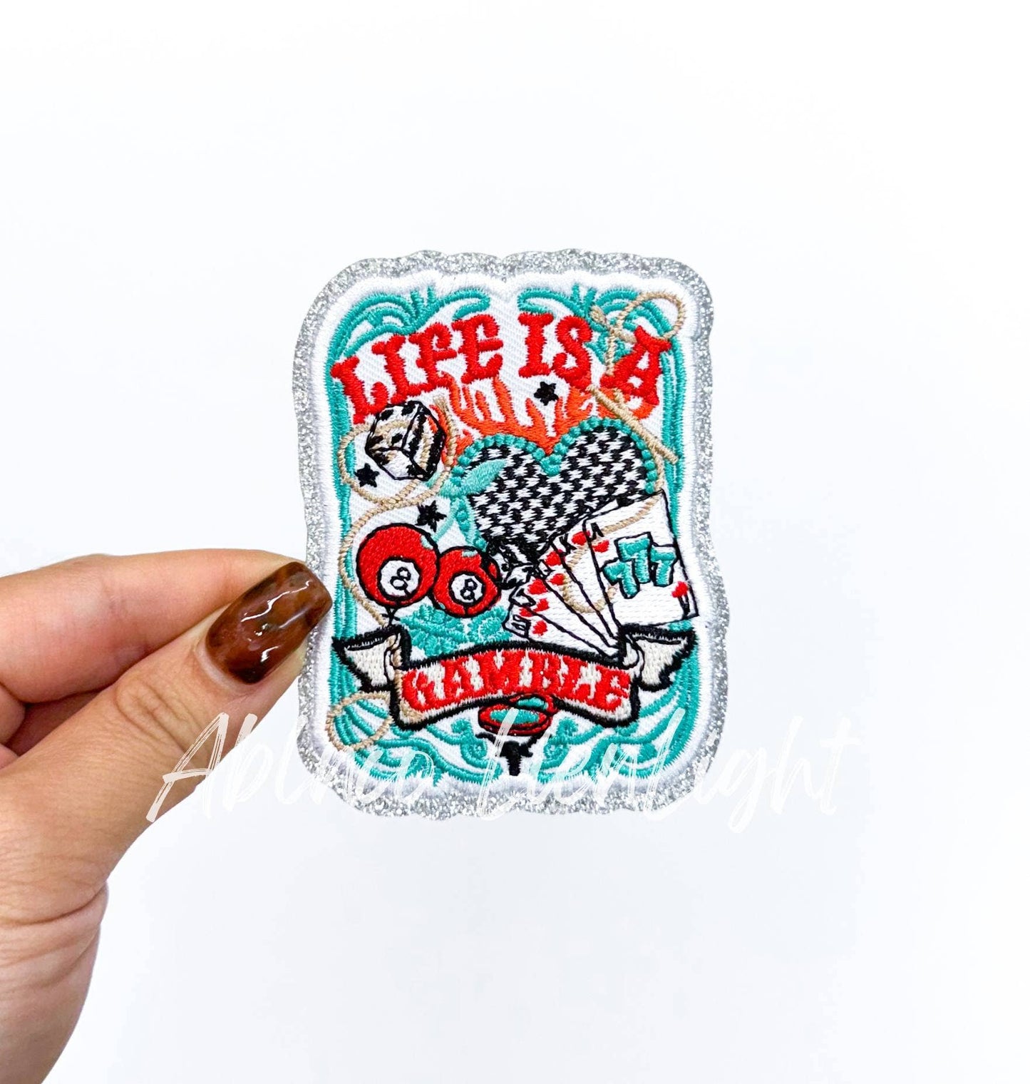 Life Is A Gamble Retro Western Sequin Patch (Iron On)