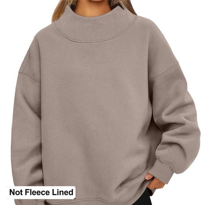 Solid Color High Neck Sweatshirt