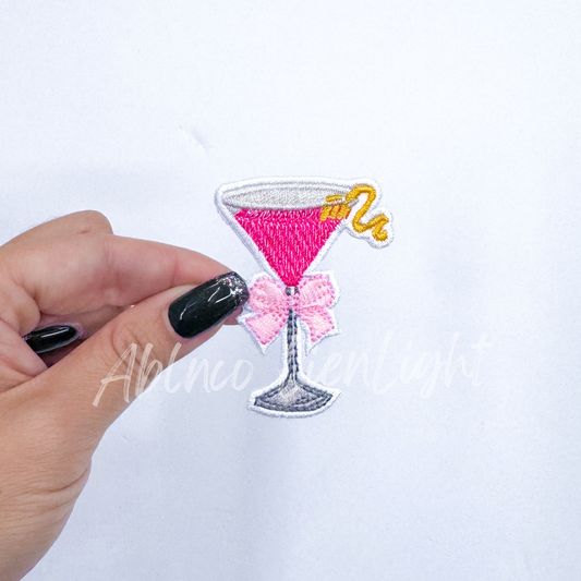 Dainty Small Cosmo Martini Bow Patch (Iron On)