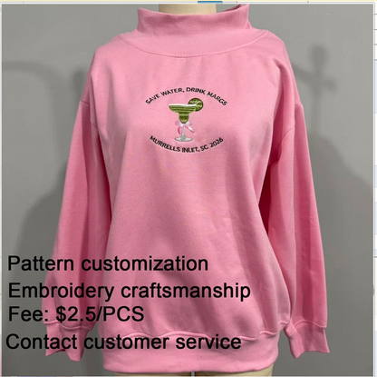 Solid Color High Neck Sweatshirt