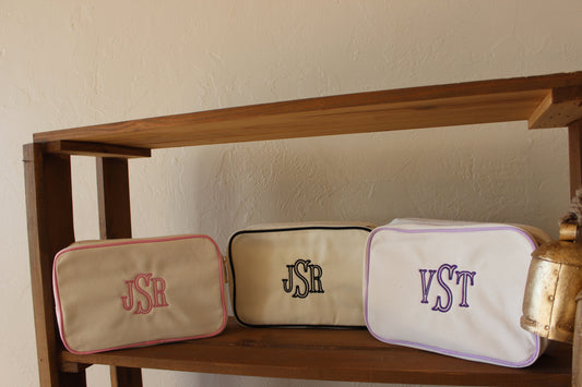 Custom Embroidered Monogram Toiletries Bag