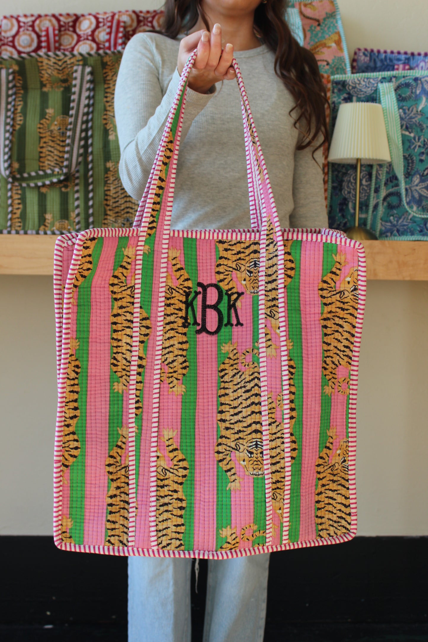 Custom Embroidered Monogram Quilted Bag