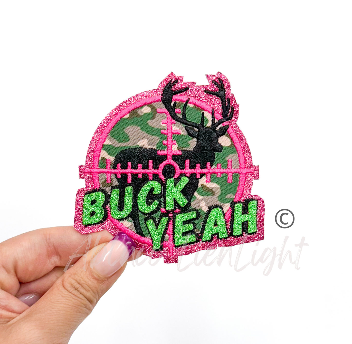 Buck Yeah Camo Pink Embroidery Patch (Iron On)