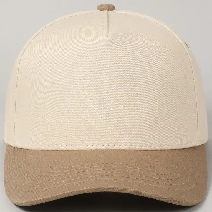 Kids Plain Two Tone Canvas Cotton Baseball Cap