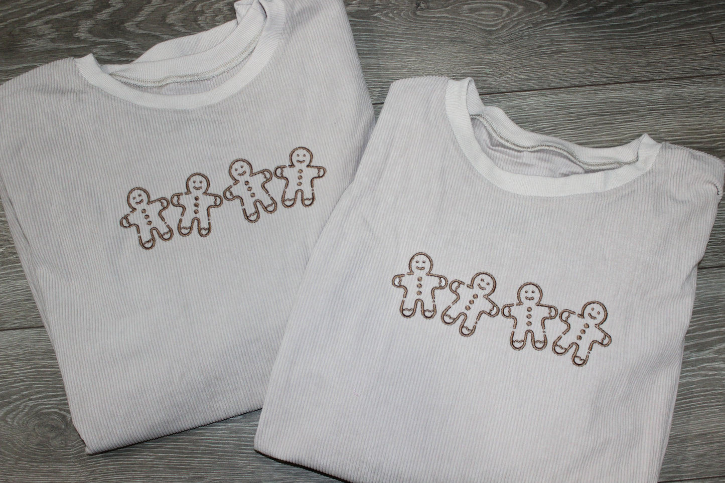 Gingerbread Embroidered Corded Crewneck