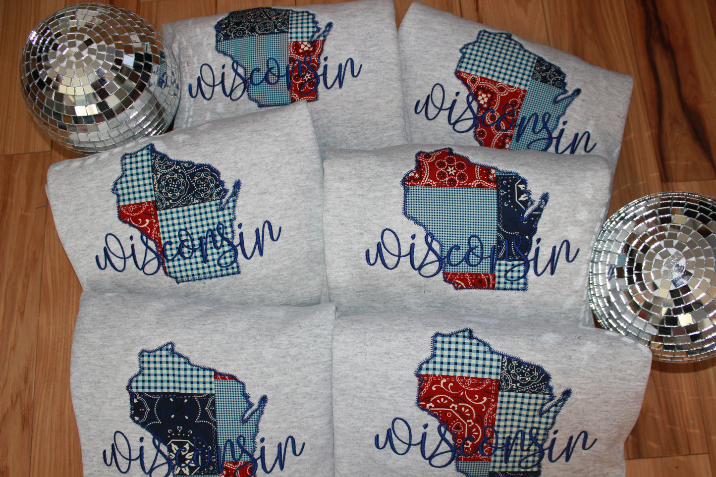 Wisconsin Patchwork Embroidered Crewneck