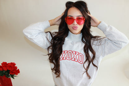 XOXO Embroidered Mock Neck Crewneck