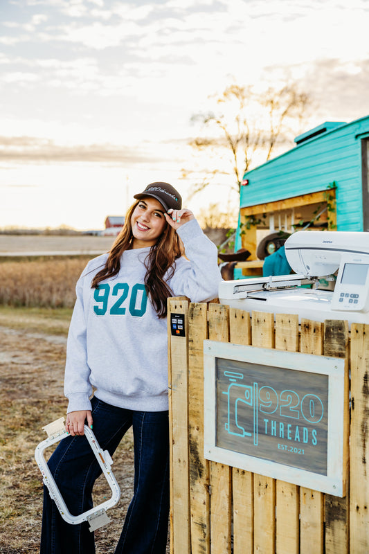 920 Threads Embroidered Black Trucker Hat
