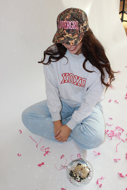 XOXO Embroidered Mock Neck Crewneck