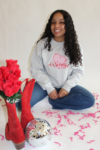 Valentine Wisconsin Applique Crewneck