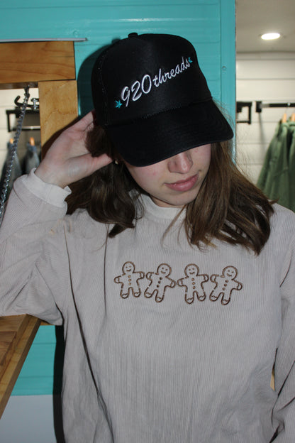 Gingerbread Embroidered Corded Crewneck