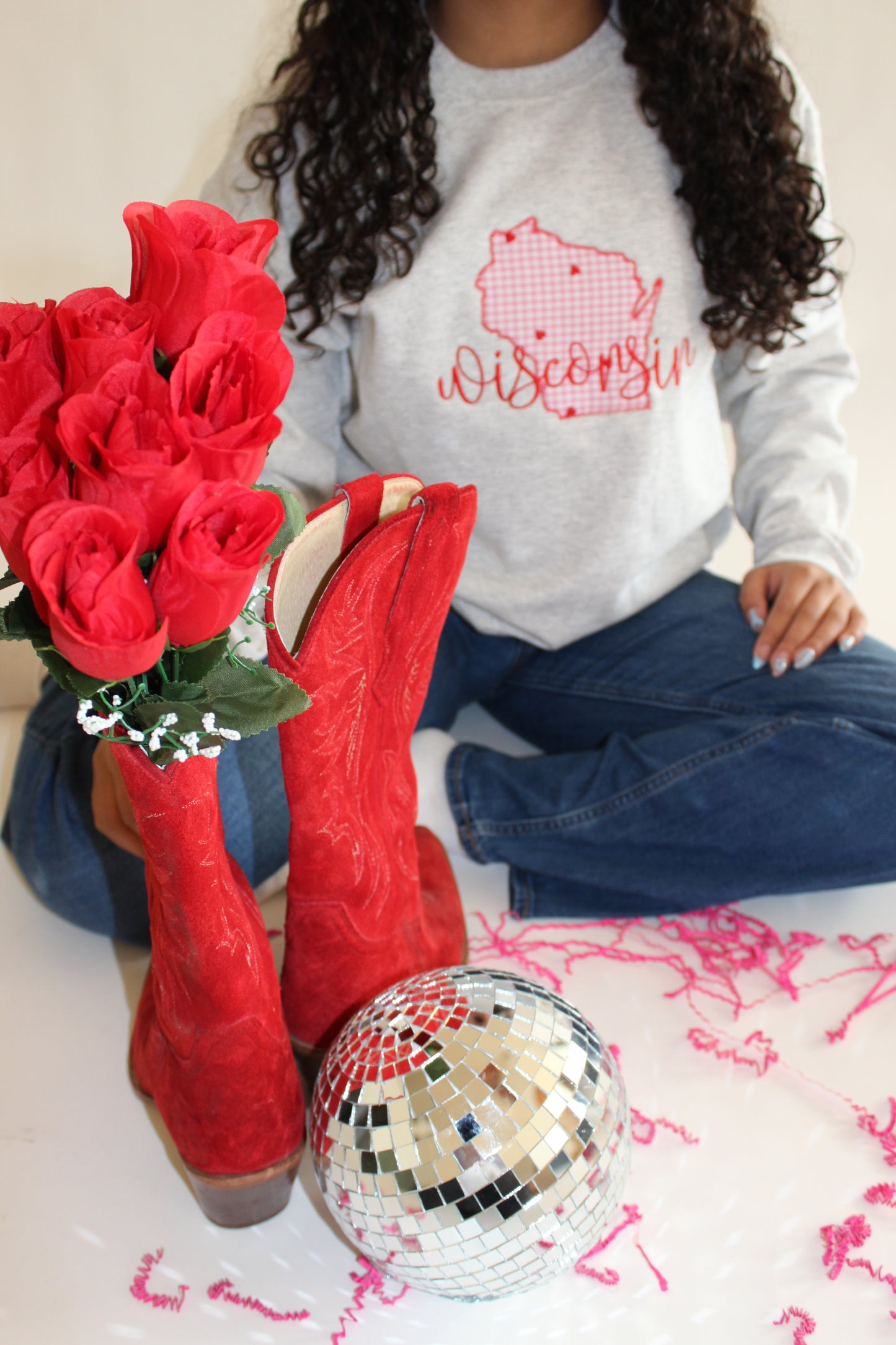 Valentine Wisconsin Applique Crewneck