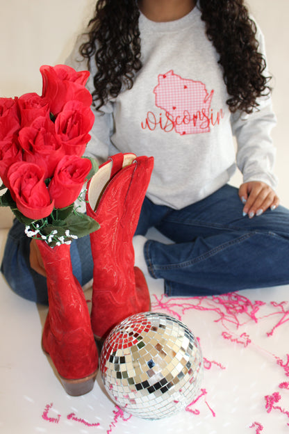 Valentine Wisconsin Applique Crewneck