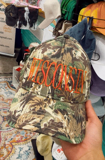 Wisconsin Camo Embroidered Trucker Hat