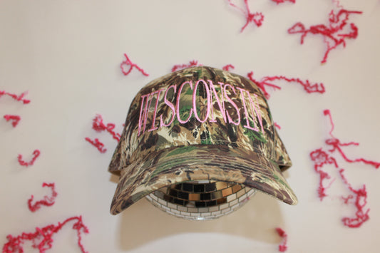 Wisconsin Camo Embroidered Trucker Hat