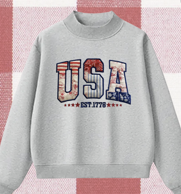 USA Embroidered Mock Neck