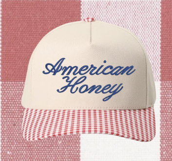 American Honey Embroidered Gingham Print Trucker Hat