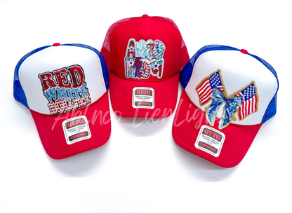 American Flag Bow 4th July Holiday Sequin Patch