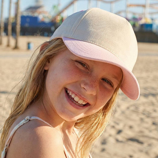 Kids Plain Two Tone Canvas Cotton Baseball Cap