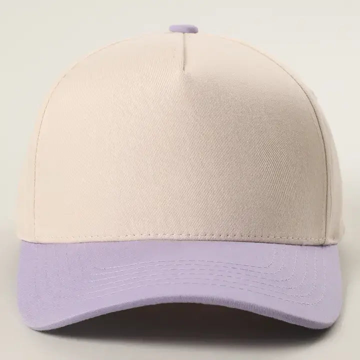 Kids Plain Two Tone Canvas Cotton Baseball Cap