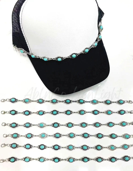 Silver Small Concho Turquoise Jewelry Trucker Hat Chains