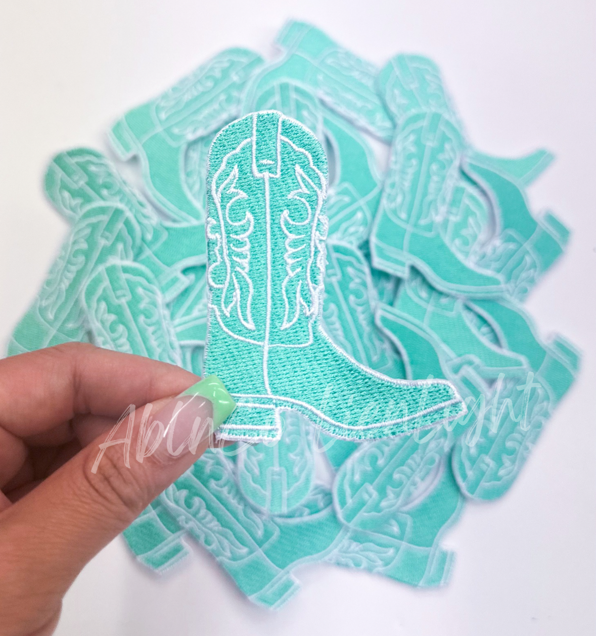 Turquoise Cowboy Boot Patch (Iron On)