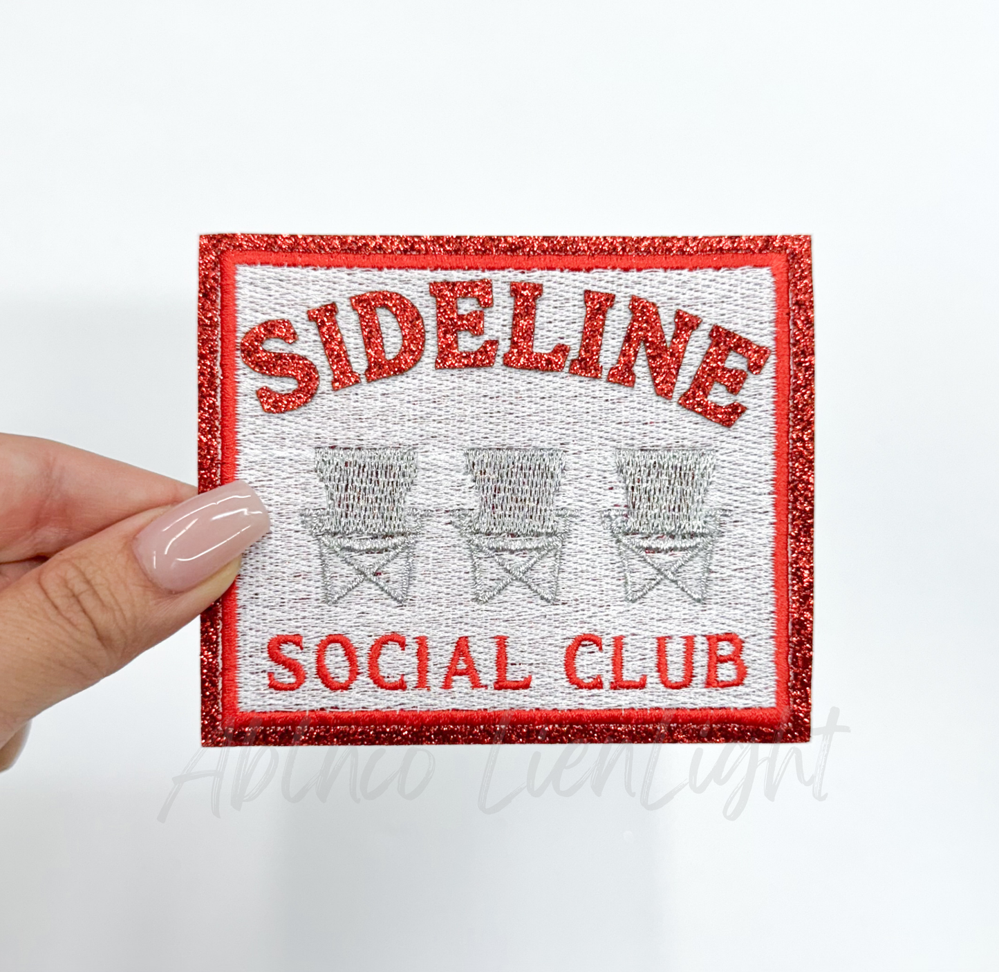 Red Sideline Social Club trendy sports iron on patch