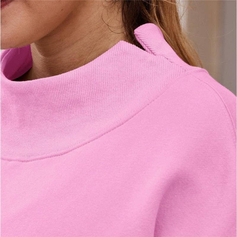 Solid Color High Neck Sweatshirt