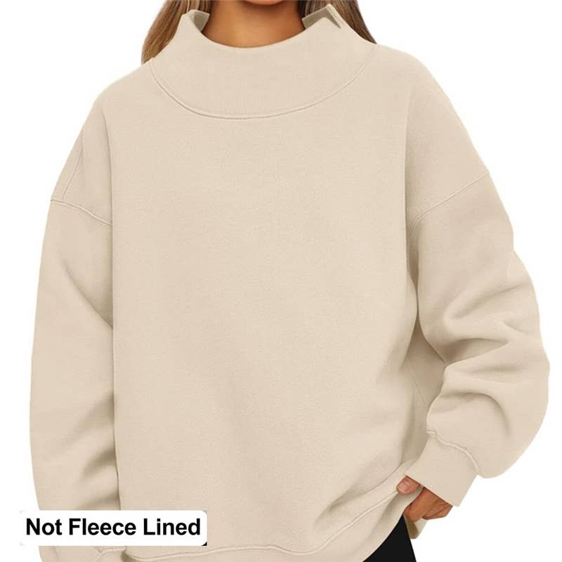 Solid Color High Neck Sweatshirt