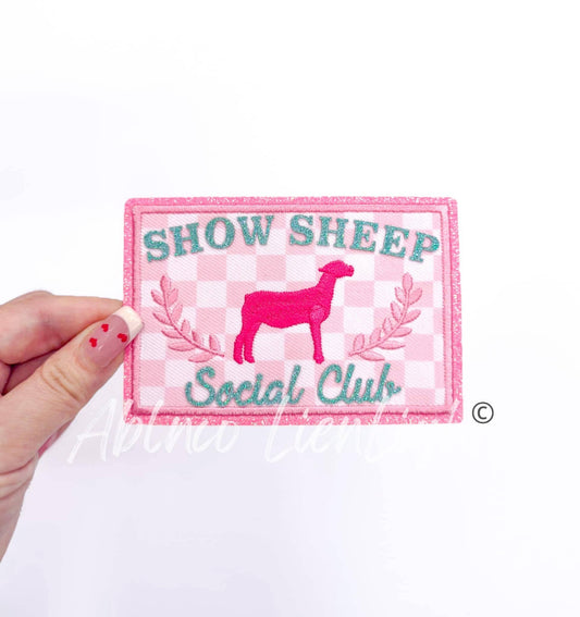 Show Sheep Social Club Glitter Embroidery Patch (Iron On)